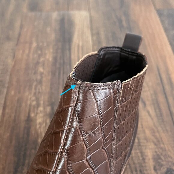 Marc Fisher Croc Embossed Faux Leather Ankle Bootie Pointed Toe Size 8.5 Brown - Picture 9 of 16